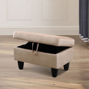 AndMakers 28.5 in. W Flannel Polyester Blend Rectangle Ottoman with Storage - 1 of 4