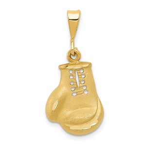 Black Bow Jewelry 14k Yellow Gold Satin and Diamond Cut Boxing Glove Pendant - 1 of 4