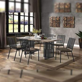 72" Zudora Dining Table Antique Oak Sandy Black Finish - Acme Furniture