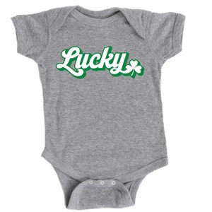 The Juniper Shop Lucky Outline Baby Short Sleeve Bodysuit - NB - Heather Grey - 1 of 4