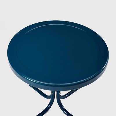Navy Gloss Retro Steel Patio Side Table