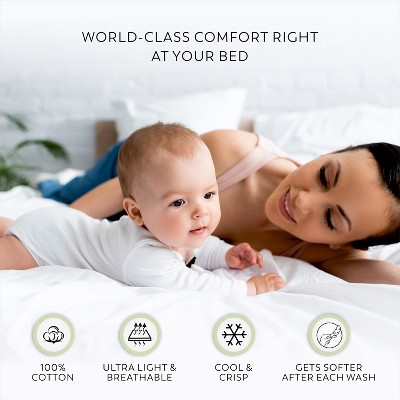 Twin Blue Cotton Percale Flat Sheet Set