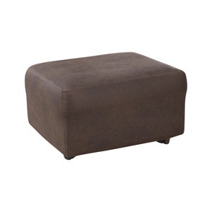 Ultimate Stretch Leather Ottoman Slipcover Weathered Brown - Sure Fit