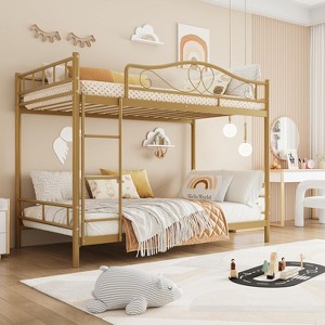 Bunk Bed Twin with Ladde & Full-Length Guardrails, Heavy Duty Metal 400 LBS Weight Capacity, Space-Saving Design, Noise Free, No Box Spring Needed - 1 of 3