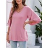 Chiffon Blouses for Women Ruffle 3/4 Sleeve Dressy V Neck Casual Flowy Tunic Tops - 3 of 4