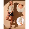 INSPIRE CHIC Women's Sequin 3/4 Bell Sleeve V Neck Metallic Sparkly Glitter Party Blouse - 2 of 4