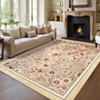 Coolmee Washable Area Rugs for Living Room Boho Non Slip Large Rug Floral Vintage Low Pile Rug for Living Room, Bedroom, Dining Room,Light Pink - 3 of 4