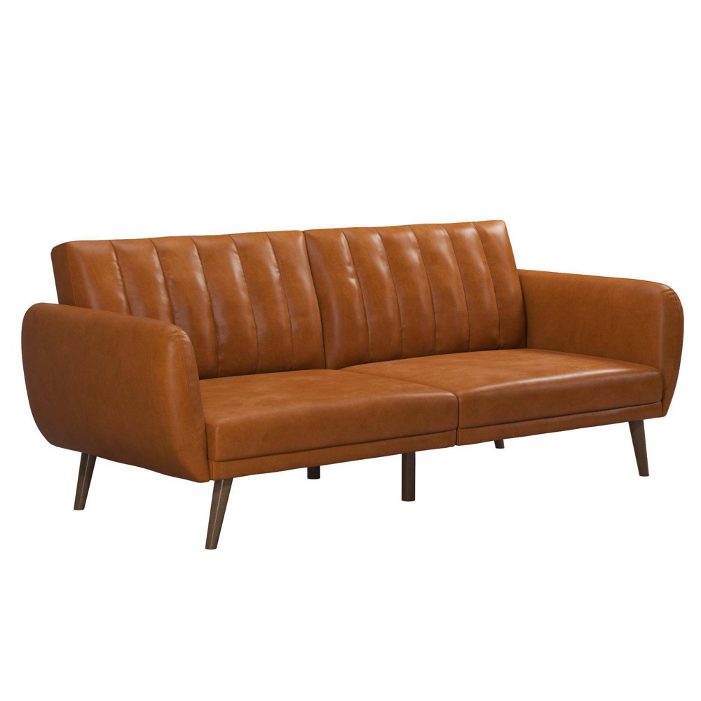 Photos - Sofa Brittany Futon Convertible  Faux Leather Camel - Novogratz