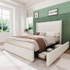 Coucheta Upholstered Platform Bed Frame with Storage, Corduroy Wingback Headboard & Footboard, No Box Spring, Easy Assembly - 2 of 4