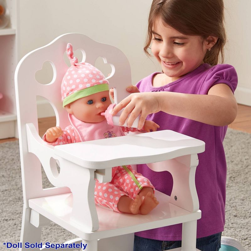 Melissa &#38; Doug White Wooden Doll High Chair With Tray, 6 of 13