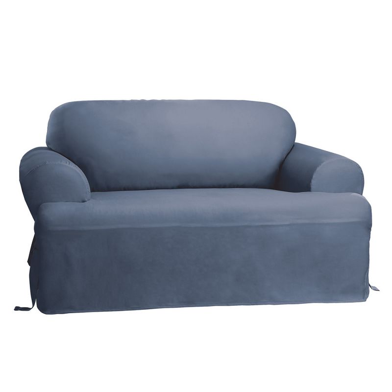 Cotton Duck T-Sofa Slipcovers Blue - Sure Fit, 1 of 5