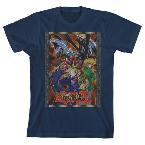 Yu Gi Oh Main Characters Youth Navy Blue Graphic Tee L