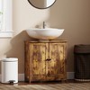 HOMCOM Under Sink Bathroom Cabinet with 2 Doors and Shelf, Pedestal Sink Bathroom Vanity Furniture, Rustic Brown - 3 of 4