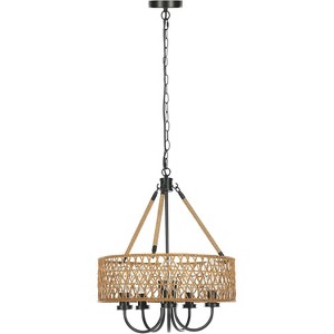 Tribesigns 5-Light Farmhouse Chandeliers for Dining Room, Hand-Woven Rattan Boho Pendant Lighting, Rustic Hanging Light Fixture for Kitchen Island - 1 of 4