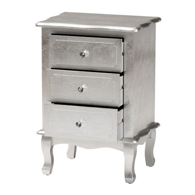 Newton Traditional Silver 3-Drawer Solid Wood Nightstand