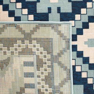 Turquoise and Blue Geometric Indoor/Outdoor Area Rug