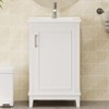 FAMYYT Single Sink Freestanding White Bath Vanity with White Ceramic Top, Double Shelves - 2 of 4