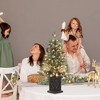 3-4.5ft Christmas Tree, Mini Potted Snow Flocked Tree, Tabletop Artificial Xmas Tree with Light Box, Warm White LED Lights, for Home Party Decor - 4 of 4