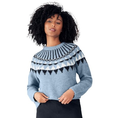 ellos Plus Size Crewneck Fair Isle Pullover Sweater