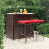 FDW 3 Piece Bar Set Patio Furniture Sturdy Frame Bar Height Table with Two Stools Glass Top and Storage Shelves Perfect for Balcony Pool Side - 2 of 4