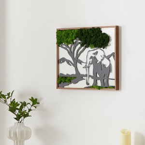 Gulches Elephants Moss Metal Wall Art - Majestic Eco-Friendly Decor for Nature Lovers - 1 of 4