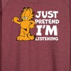 Women's - Garfield - Pretend Im Listening Lightweight French Terry Wide Neck Long Sleeve Shirt - 2 of 4