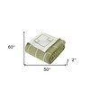 HomeRoots 50" X 60" Green and White Fleece Knitted Geometric Plush Throw Blanket - 3 of 4