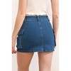 Women's Low Rise Cargo Denim Mini Skirt Summer Casual Solid Color Button Down Short Fitted Bodycon Short Skirt With Pockets - 4 of 4