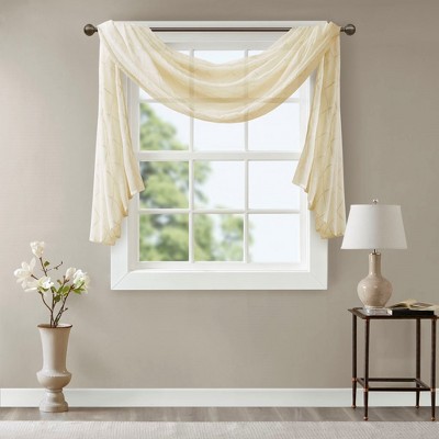 MAYEERTY Diamond Sheer Embroidered Window Scarf for Living Room