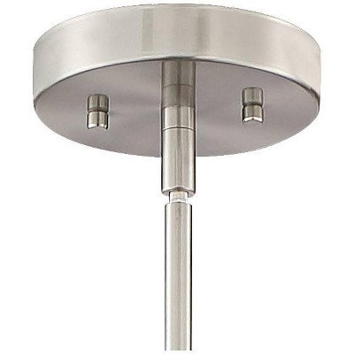 Brushed Nickel and Gray Wood Drum Pendant Chandelier