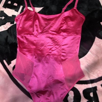 Dress It Up Satin Bodysuit- Hot Pink