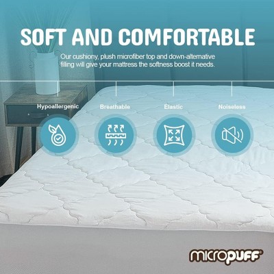Micropuff White Twin Down Alternative Quilted Mattress Pad