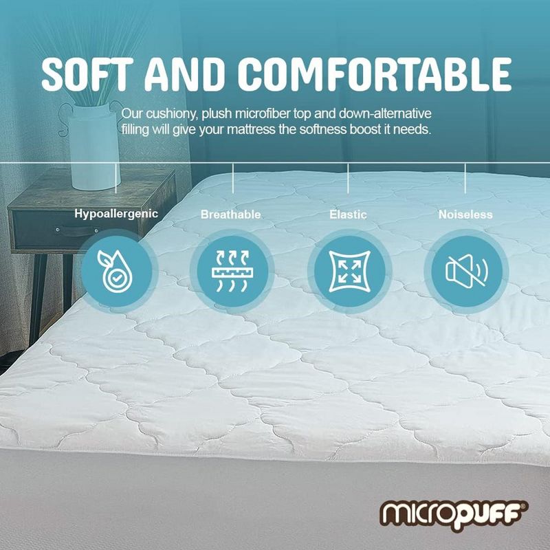 Micropuff Soft and Comfortable Mattress Pad - Durable Fabric - Odorless Filling - 100 GSM, 4 of 9
