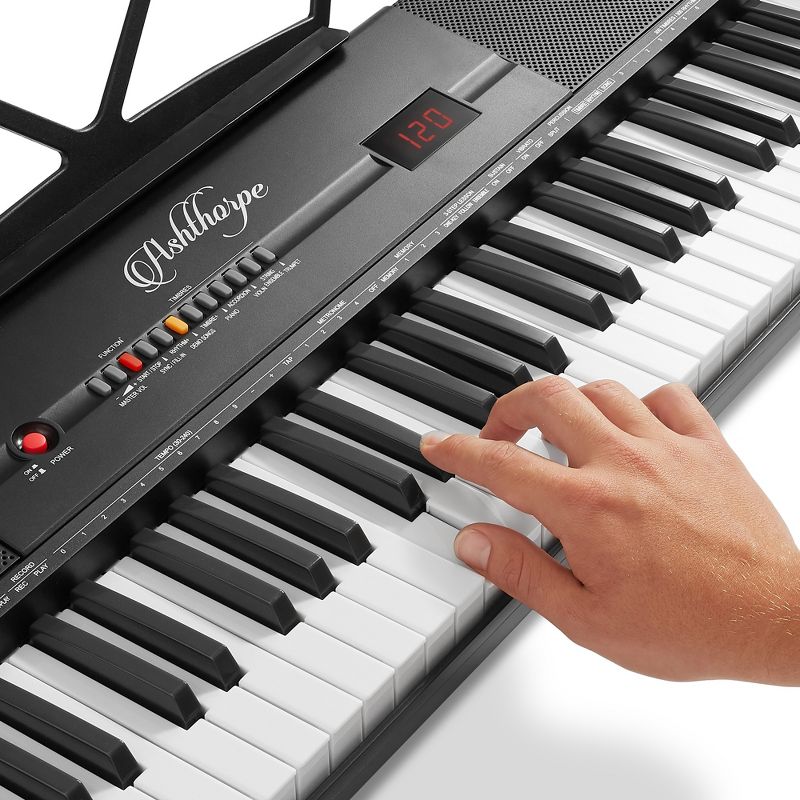 Ashthorpe 61-Key Digital Electronic Keyboard Piano, Portable Beginner Kit with Headphones & Microphone, 5 of 8