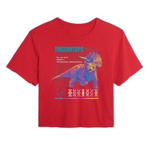Women's - Jurassic Park - Triceratops Cropped Graphic T-Shirt - 1 of 3