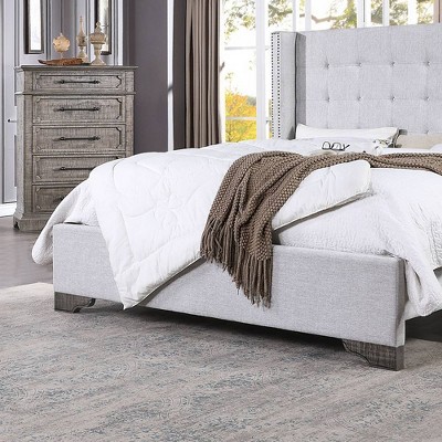 Artesia Queen Bed with Wingback Design and Faux Leather Upholstery