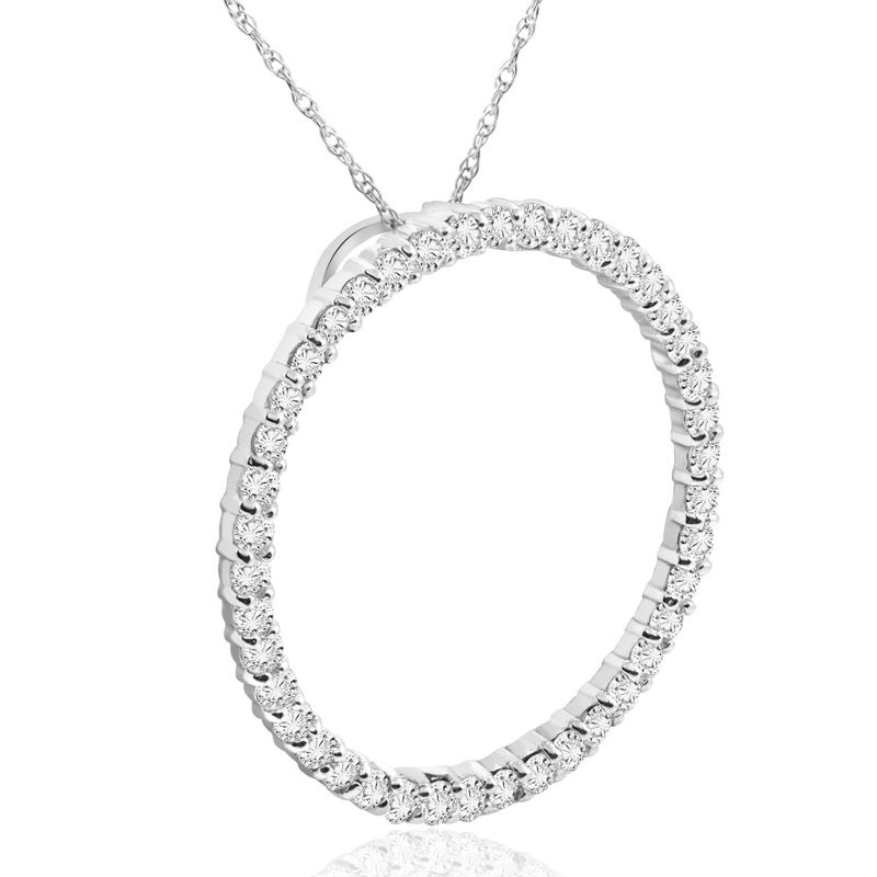 Pompeii3 1Ct Circle Diamond Pendant White Gold Necklace Lab Created, 2 of 4