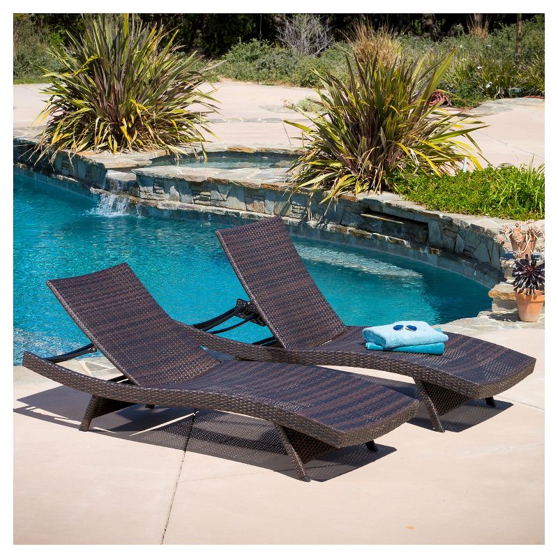 Toscana Set of 2 Wicker Patio Chaise Lounge - Brown - Christopher Knight Home, 3 of 7