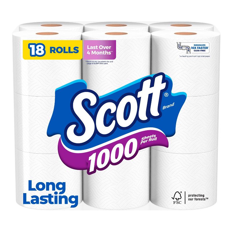 Scott 1000 Septic-Safe 1-Ply Toilet Paper, 1 of 12