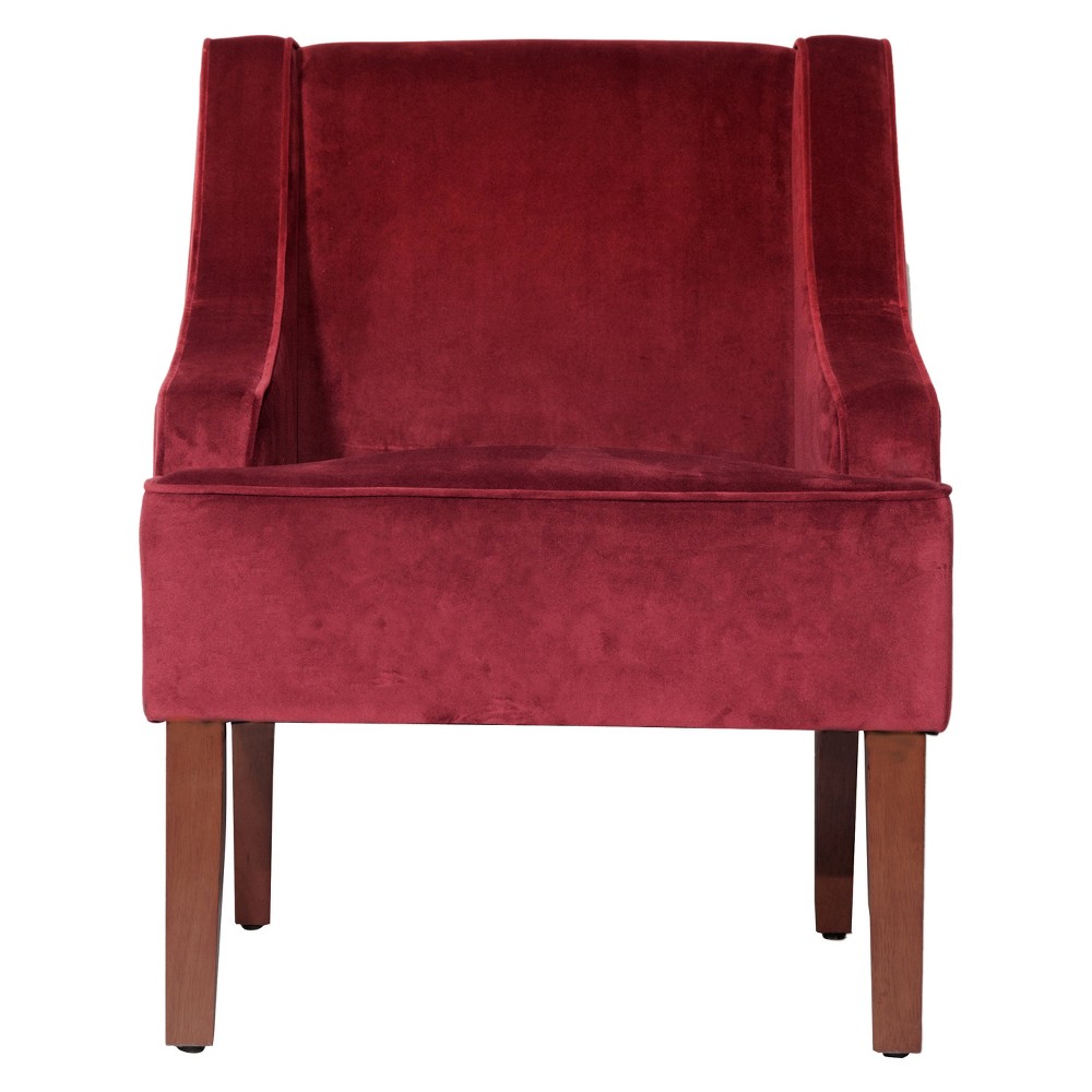 Photos - Chair Velvet Swoop Armchair Berry - HomePop