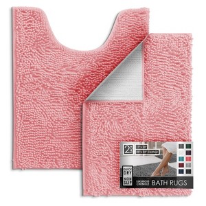 Hearth & Harbor Bathroom Rugs, Machine Washable Chenille Bath Mat for Bathroom - 1 of 4