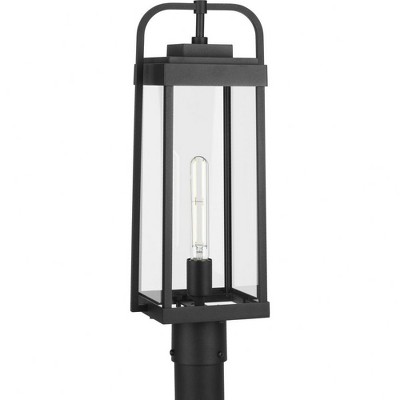 Progress Lighting Walcott 1-Light Outdoor Textured Black Wall Lantern with Clear Glass Panels