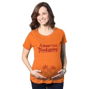 Maternity Bump's First Thanksgiving T Shirt Cute Funny Turkey Day Pregnancy Tee - Crazy Dog Maternity T Shirt - 1 of 4