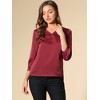 INSPIRE CHIC Women's V Neck 3/4 Sleeve Casual Office Work Satin Blouses - 2 of 4