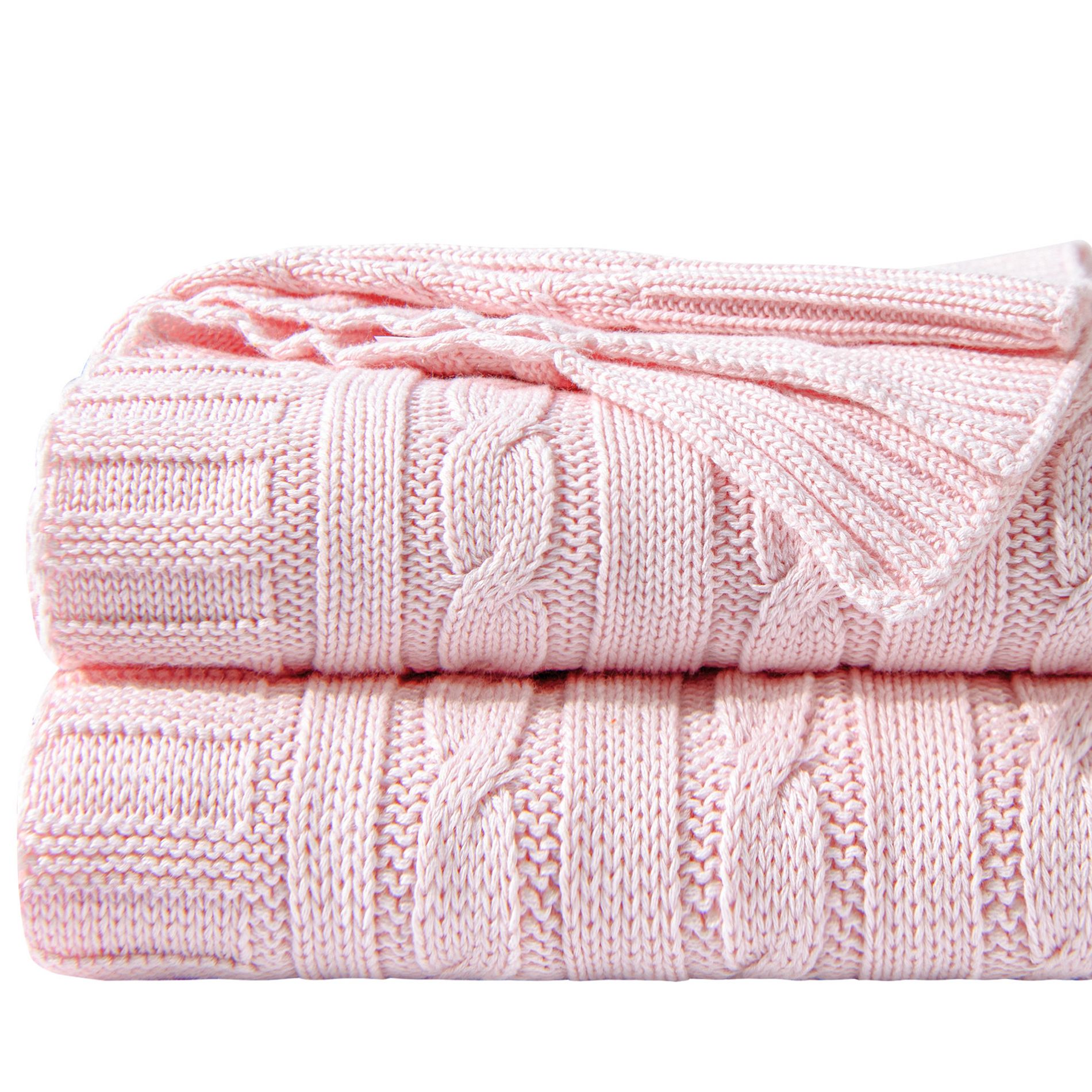 Cotton Cable Knit Blanket, Ultra-Soft Cozy Blanket for Couch & Bed Decor - NTBAY