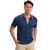 INSPIRE CHIC Men's Button Down Short Sleeve Lightweight Casual Summer Vintage Knit Polo Shirts - 2 of 4
