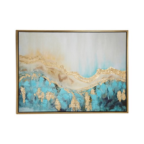 Canvas Geode Enlarge Slice Framed Wall Art with Gold Frame White - Olivia &  May