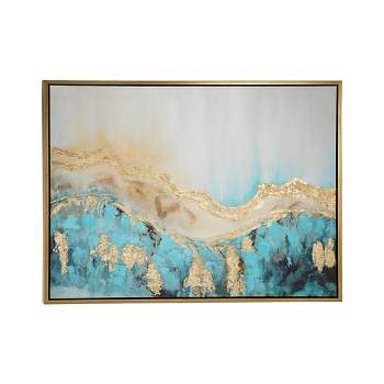 Canvas Geode Enlarge Slice Framed Wall Art with Gold Frame White - Olivia & May