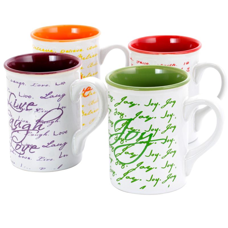Gibson Inspirational Words 16 oz Mug 4 Assorted Designs Decorated, 4 of 10