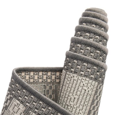 Gray Synthetic 9' x 12' Reversible Outdoor Area Rug